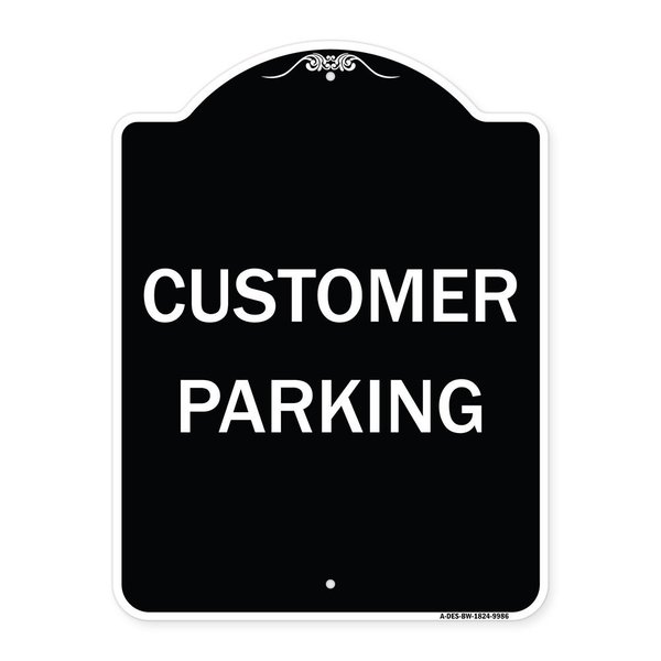 Signmission Designer Series Sign-Customer Parking, Black & White Heavy-Gauge Aluminum, 24" x 18", BW-1824-9986 A-DES-BW-1824-9986